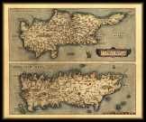 Ciprus és Kréta térkép 1570 latin nyelvű 