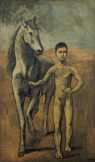 Pablo Picasso: A lovat vezető fiú művészi vászonnyomat poszter reprodukció