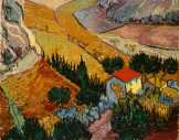 Vincent van Gogh: Tájkép kis házzal vászonnyomat poszter 
