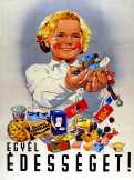 Egyél édességet! retro propaganda plakát 
