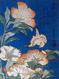 Bazsarózsa és egy kanári 18630 tradicionális japán festmény metszet