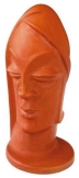 GORKA GÉZA:  Kisplasztika, női fej, 1932-35. Cserép, matt, narancsszínű mázas Magasság: 27 cm 