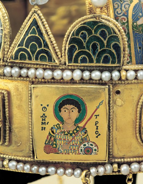 Szent Korona zománcképe Szent Demeter