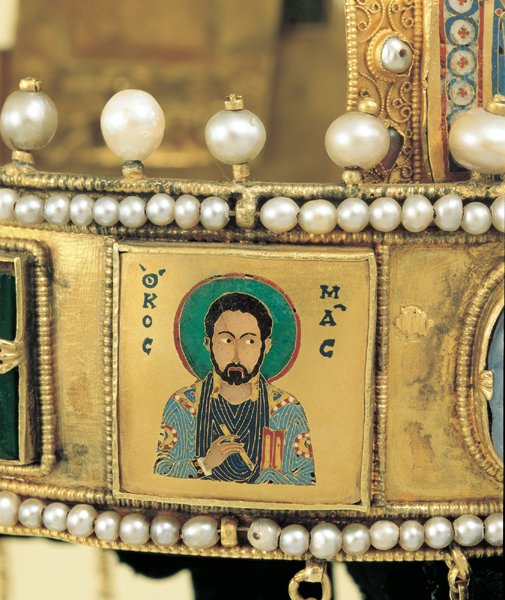 Szent Korona zománcképe Szent Kozma