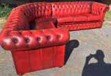 ​Eredeti Chesterfield antik burgundi színű ü
