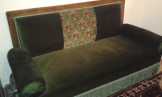 Antik bársony kanapé, felújított, 196cm széles