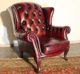Chesterfield antik füles bőr fotel
