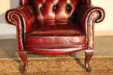 Chesterfield antik füles bőr fotel