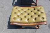 Chesterfield,zöld színű,valódi bőr fotel+lábtartó
