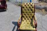 Chesterfield,zöld színű,valódi bőr fotel+lábtartó