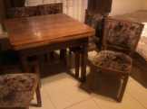 Régi fa étkezőasztal kihúzható, thonet székek