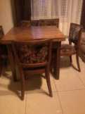 Régi fa étkezőasztal kihúzható, thonet székek