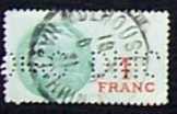 Francia 1 frankos postabélyeg pecsételt