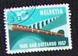 Helvetia svájci vasútas bélyeg san gottardo 1957