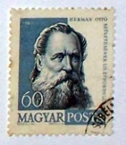 Hermann Ottó évfordulós magyar posta bélyeg 1960