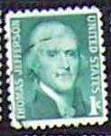 Usa 1 centes bélyeg Thomas Jefferson pecsételt