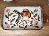 Porcelán betétes gyönyörű tálca Porcelán betétes gyönyörű tálca
