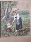 100 éves akvarell, Emilie Friehard szignóval 100 éves akvarell, Emilie Friehard szignóval