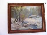 Téli táj házzal 70x55