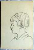 Fiatal nő portréja rajz grafika 15*22 cm papíron