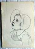 Kislány gyermek grafika rajz 15*22 cm papír