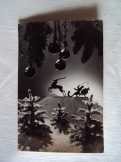 Karácsonyi rénszarvas szános, futott képeslap bély
