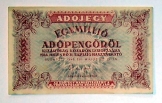 Antik Régi Adójegy egymillió adópengőről 1946 
