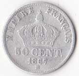 Franciaország Napoleon ezüst 50 cent 1867 Franciaország Napoleon ezüst 50 cent 1867