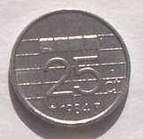 Holland 25 cent pénzérme fémpénz 1984 Hollandia Holland 25 cent pénzérme fémpénz 1984 Hollandia
