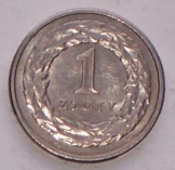Lengyel 1 zloty pénzérme fémpénz 1992