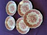 Angol porcelán süteményes tányérok (5 db)