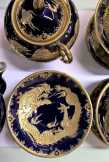Japán teáskészlet, antik porcelán, aranyozott 
