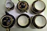 Japán teáskészlet, antik porcelán, aranyozott 
