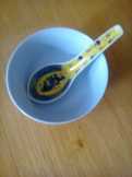 Régi kínai porcelán tál kanállal 