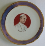 VI. Pál pápát ábrázoló Porcelán dísztányér