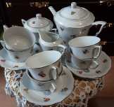 Zsolnay antik porcelán 15db os teás készlet