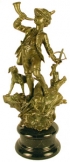  Kürtös vadász márványon bronz szobor kisplasztika