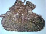 Bronz, lovas harcos dombormű