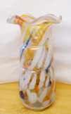 Fodros szájú Muránói Splatter Art Glass váza 1930