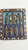 Russian Bronze Enamel Orthodox Travel Icon of 18th Russian Bronze Enamel Orthodox Travel Icon of 18th
