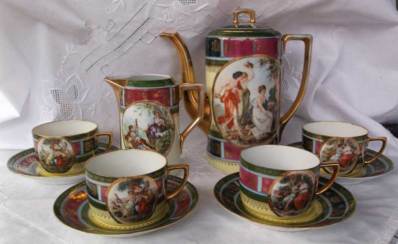Altwien porcelán teás készlet | Antikrégiség.hu Piactér